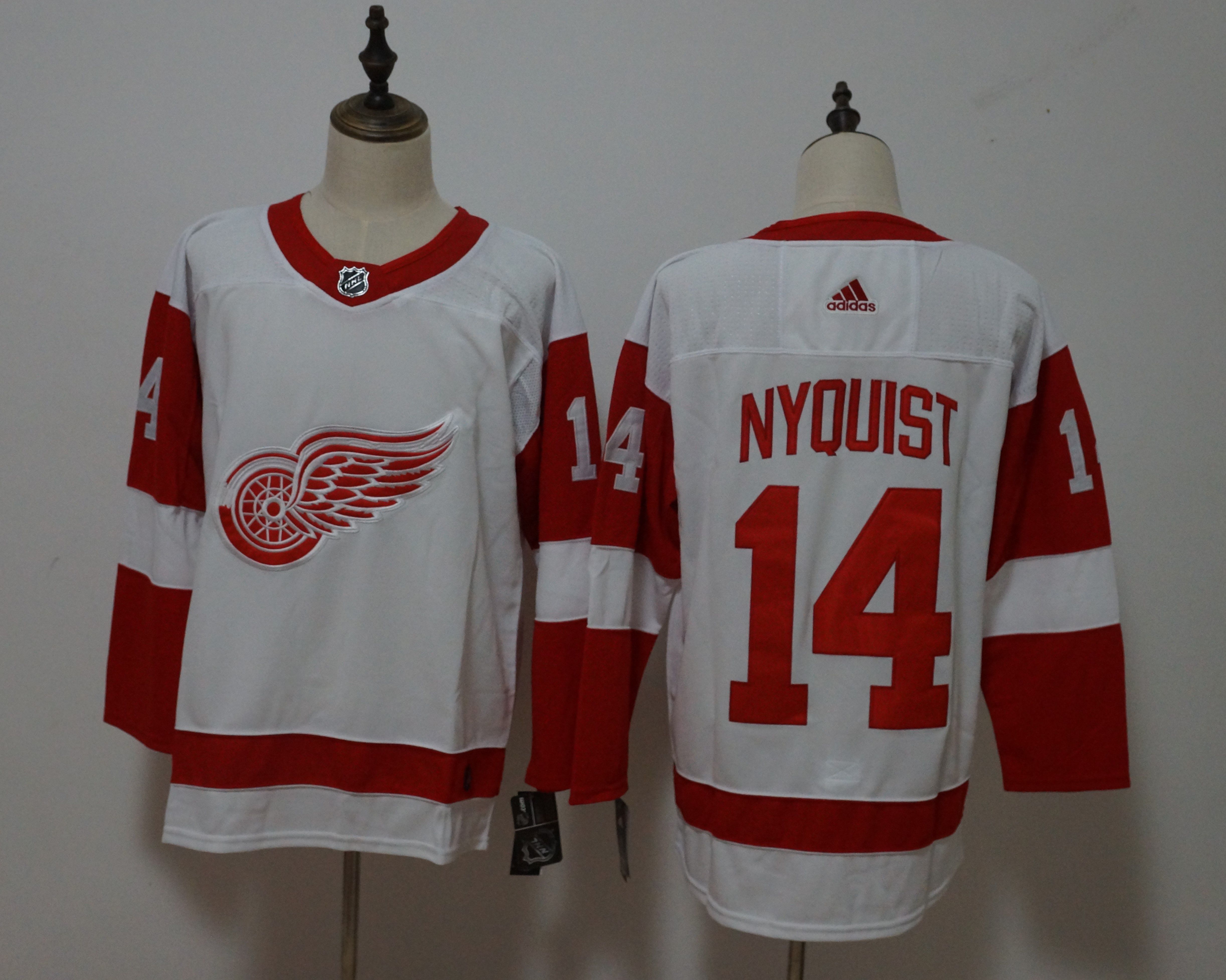 Men Detroit Red Wings 14 Nyquist White Hockey Stitched Adidas NHL Jerseys